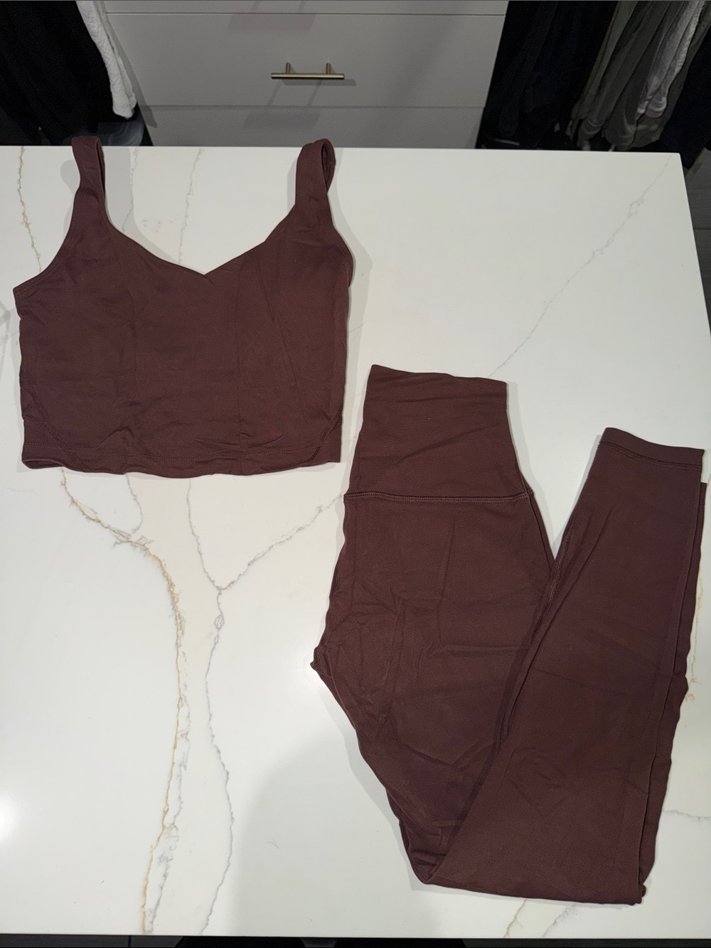 CRZ YOGA Brown Seamless Crop Tank & High-Waist Leggings Set